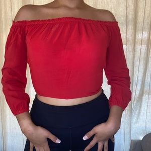 Brandy Melville Red Off the Shoulder Top. Willing to take lower offers